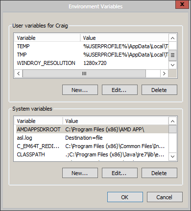 Schermata delle impostazioni Windows per aprire Windroy in una finestra