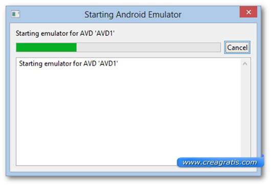Schermata di inizializzazione dell$0027emulatore Android