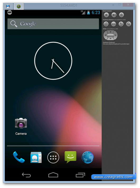 Schermata di Android utilizzato su Windows