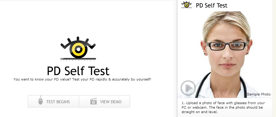 Immagine del sito PD Self Test per la prova di occhiali da sole