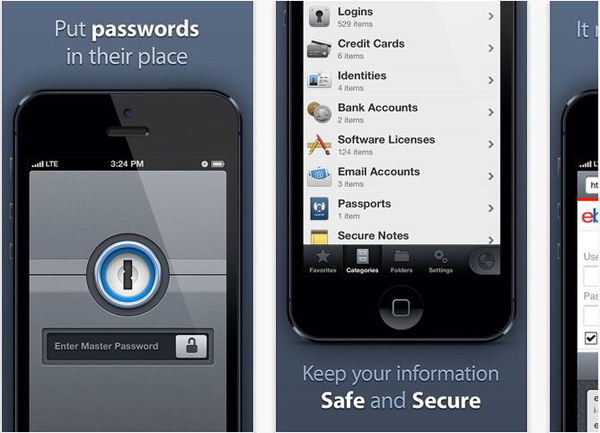 Schermate dell'applicazione 1Password per Android