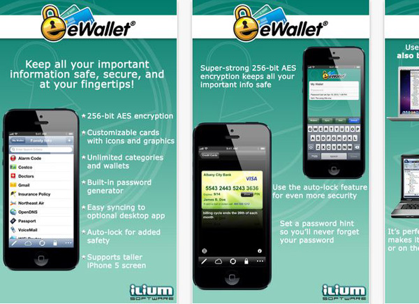 Schermate dell'applicazione eWallet per Android