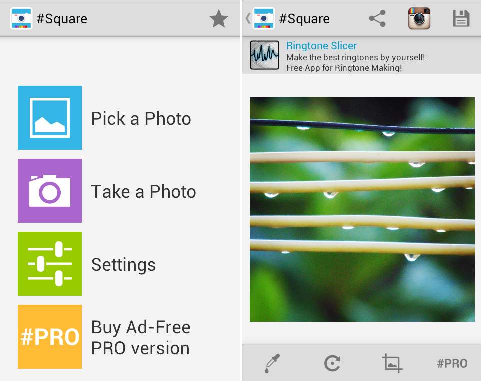 Schermate dell'applicazione Square per Android