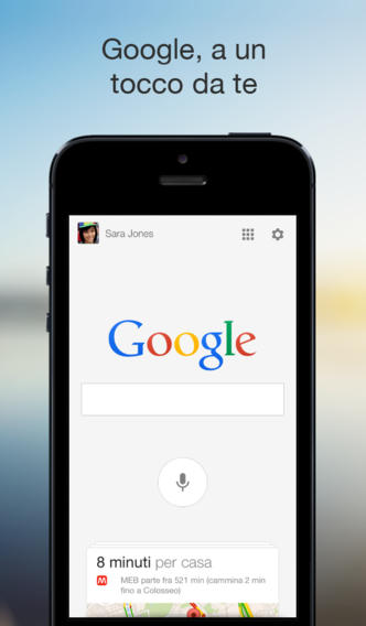 Schermata dell'applicazione Google Search per iPhone