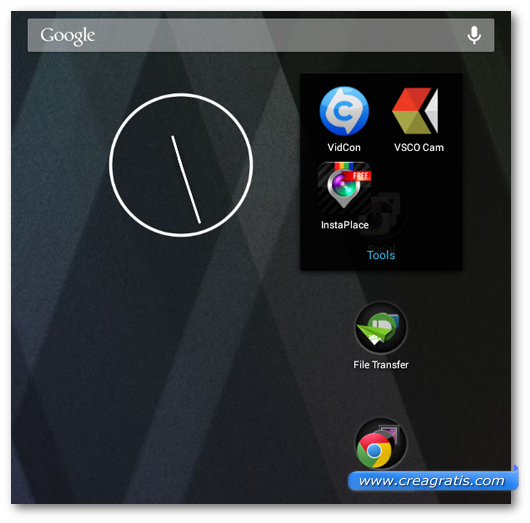 Schermata di una home screen di Android