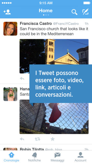 Schermata dell'applicazione Twitter per iPhone