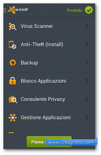 Schermata di Avast! per Android