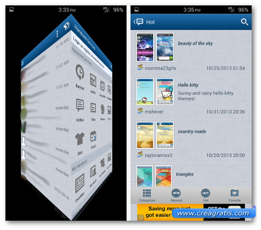 Schermate dell'applicazione Handcent SMS per Android