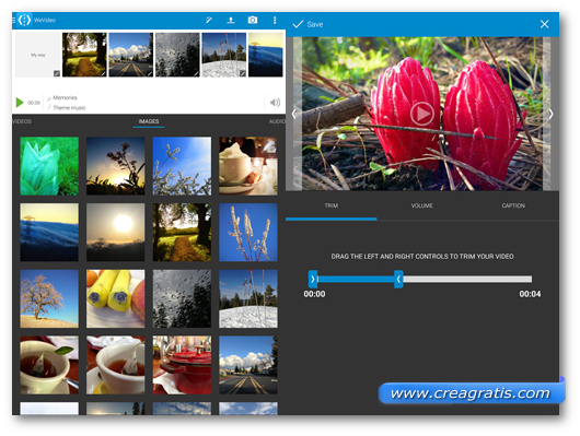 Schermate dell'applicazione WeVideo per Android