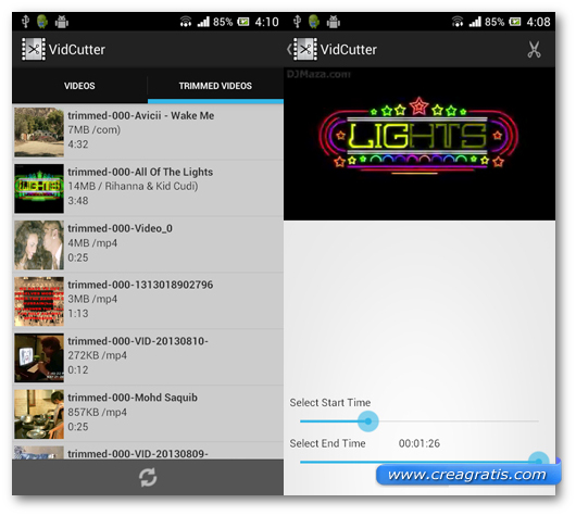 Schermate dell'applicazione VidCutter per Android