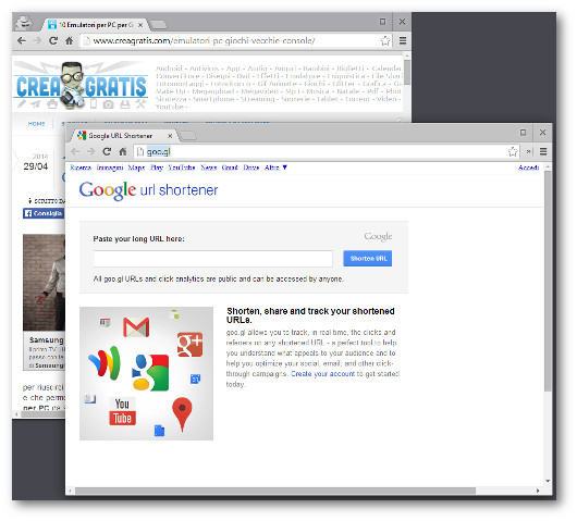 Immagine dello strumento di Google Url Shortener