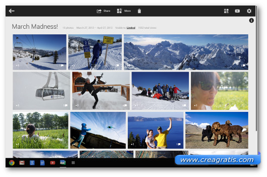 Schermata di Google+ con le foto trasferite da Android o iPhone
