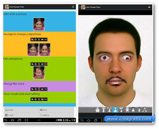 Schermate dell'applicazione Face Changer Video per Android