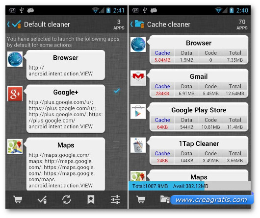 Schermate dell'applicazione 1Tap Cleaner per Android