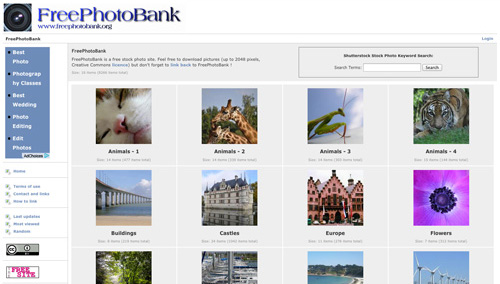 Immagine del sito FreePhotoBank
