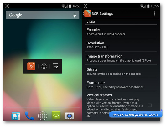 Schermate dell'applicazione SCR Screen Recorder Free per Android