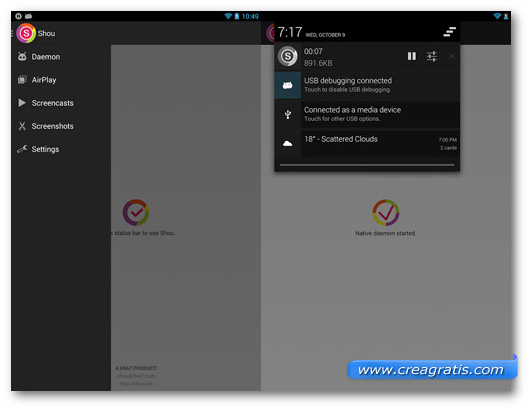 Schermate dell'applicazione Shou per Android