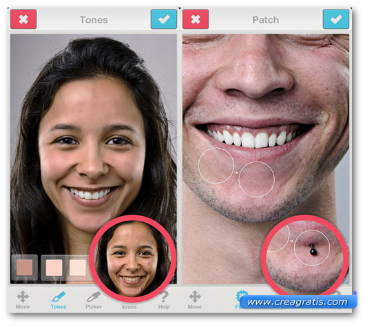 Schermate dell'applicazione Facetune per iPhone e iPad