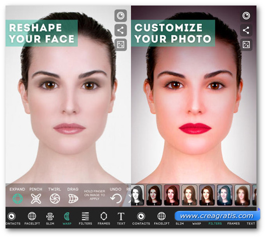 Schermate dell'applicazione ModiFace Photo Editor per iPhone e iPad