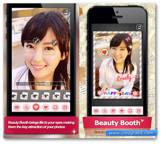 Schermate dell'applicazione Beauty Booth Pro per Android, iPhone e iPad