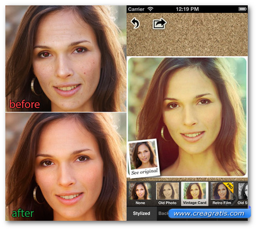 Schermate dell'applicazione Visage Lab per Android, iPhone e iPad