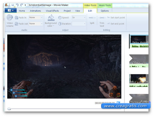 Interfaccia grafica del programma Windows Movie Maker per Windows