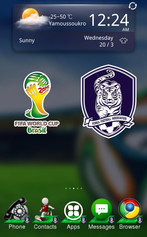 Schermata del tema Korea World Cup per Android