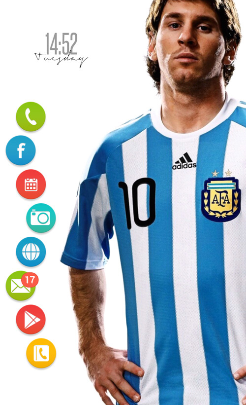 Schermata del tema Messi Homepack per Android