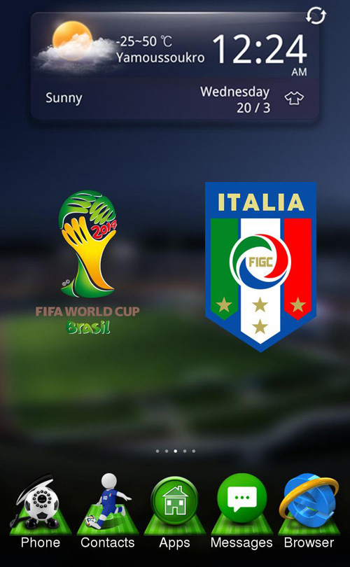 Schermata del tema Italy World Cup per Android