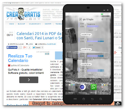 Schermata dell'app UpNext per Android