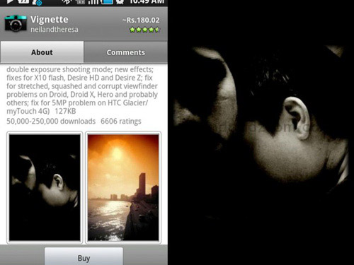 Schermate dell'app Vignette per Android