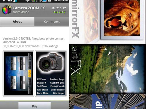 Schermate dell'app Camera Zoom FX per Android