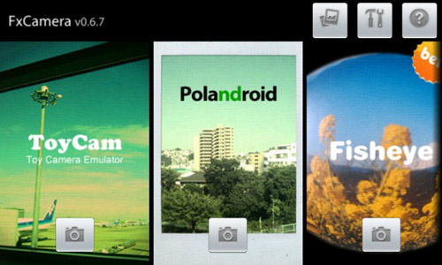 Schermate dell'app FX Camera per Android