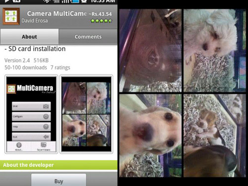 Schermate dell'app Multi Camera per Android