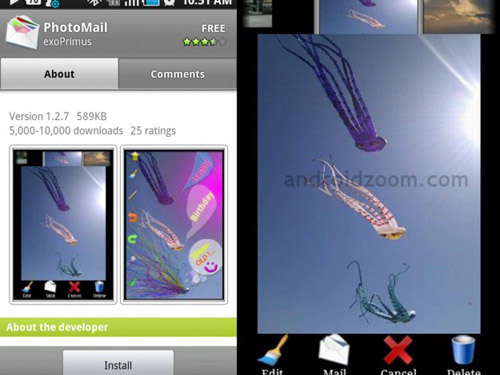 Schermate dell'app Photo Mail per Android