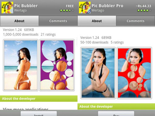 Schermate dell'app Pic Bubbler per Android