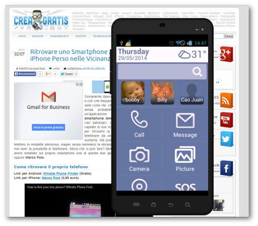 Schermata del launcher Necta per Android