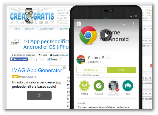 Schermata di Google Play per disinstallare le applicazioni