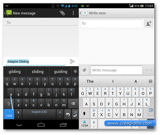 Schermate della tastiera Adaptxt Keyboard per Android