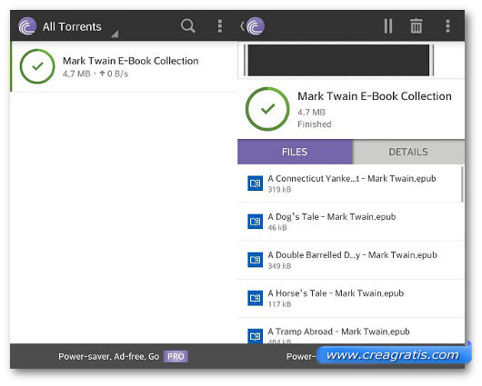 Schermate dell'app BitTorrent Free per Android