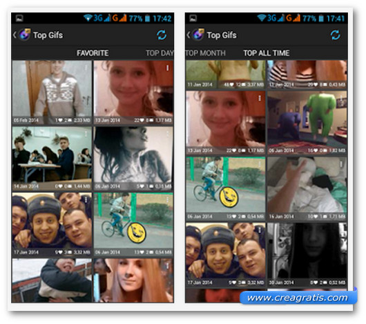 Schermate dell'app GIF Creator per Android