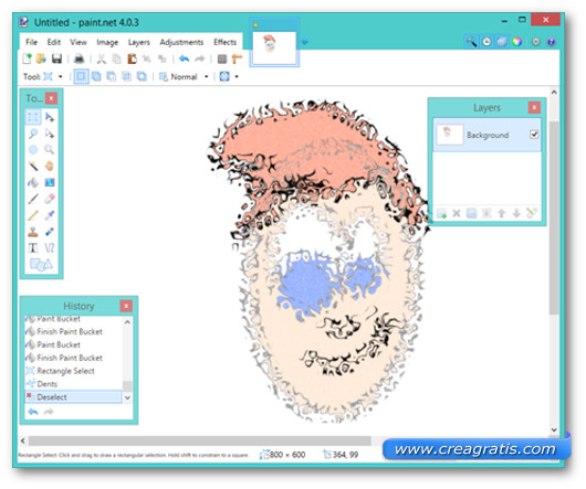 Interfaccia del programma Paint.Net