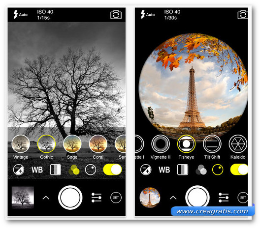 Schermate dell'app ProCam 2 per iPhone 6