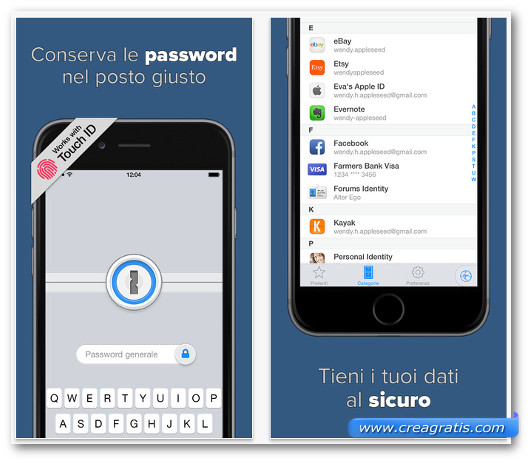 Schermate dell$0027app 1Password per iPhone 6