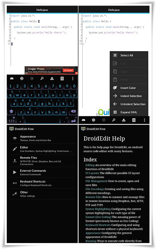 Schermate dell$0027app DroidEdit per Android