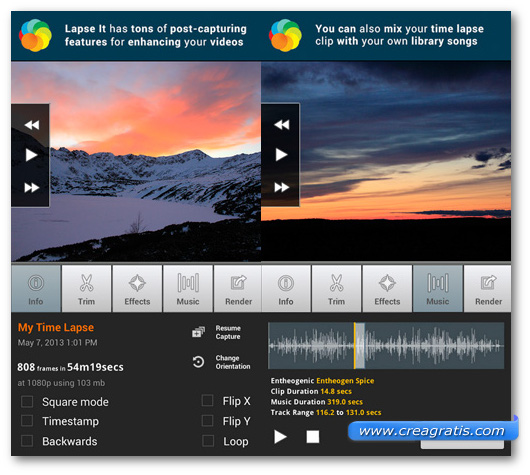 Schermate dell'app Lapse It per Android