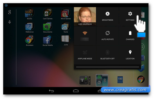 Accesso alle impostazioni da Nexus 7