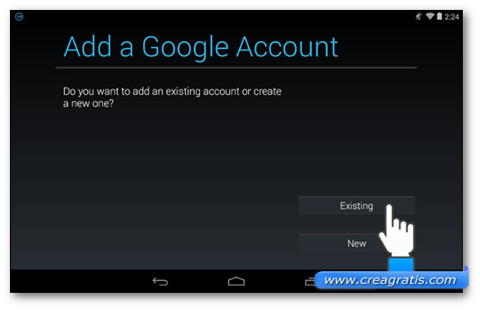 Scelta tra account nuovoo già esistente 