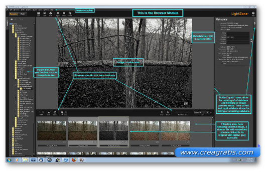 Interfaccia grafica del programma LightZone 