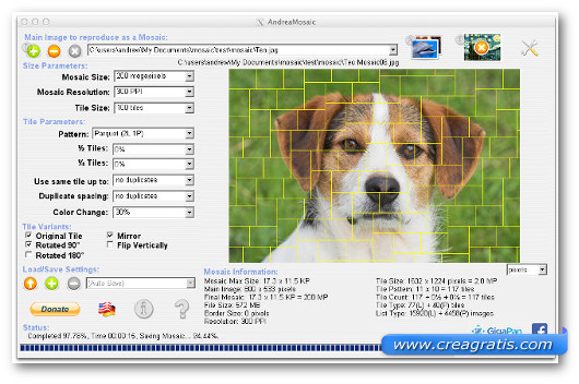 Interfaccia grafica del programma AndreaMosaic